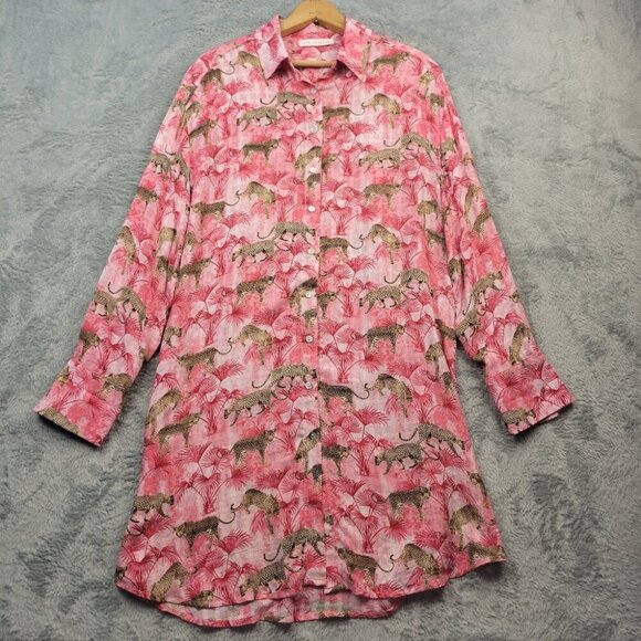 Jane and Delancey Tops - Jane And Delancey Women's Long sleeve Tunic Top Size L Cheetah Button Up #1622